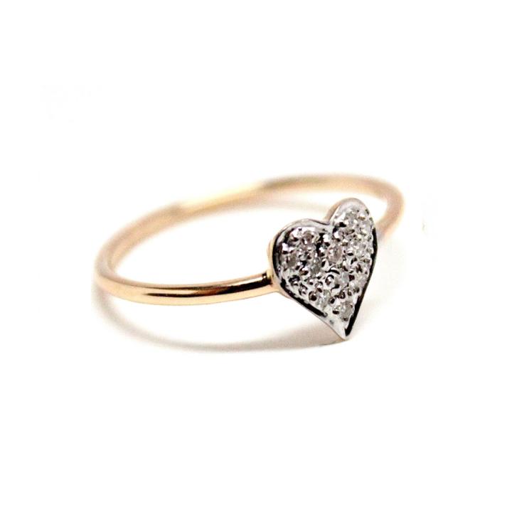 Rachael Ryen - 14k Gold Diamond Pave Love Heart Ring