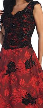 Cap Sleeve Lace Applique & Sequined Ballgown