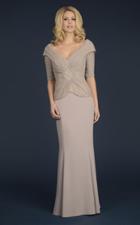 Daymor Couture - Quarter Sleeve Shirred Bodice Gown 610
