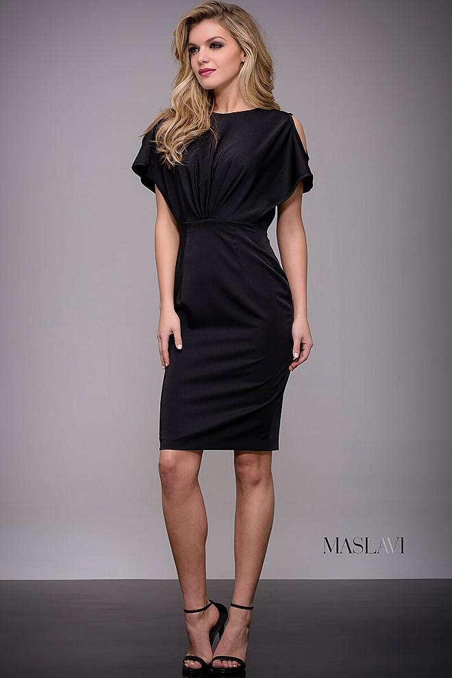 Jovani - Cap Sleeve With Cutout Black Cocktail Dress M53167