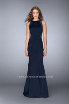 La Femme - Sleeveless Sheer Beaded Back And Side Bodice Long Prom Dress 24839