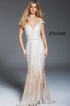 Jovani - 49881 Sequined Plunging Off-shoulder Sheath Dress