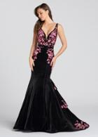 Ellie Wilde - Ew118117 Embroidered Deep V-neck Mermaid Dress