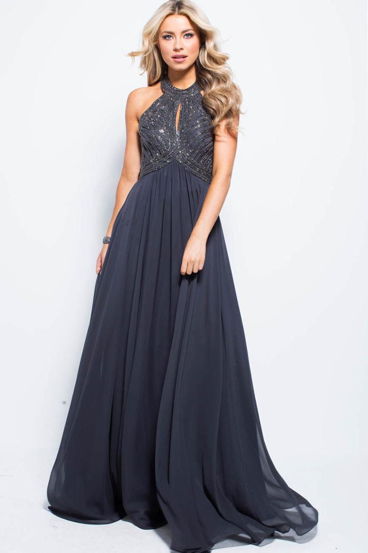 Jovani - Jvn59044 High Halter Embellished Cutout Gown