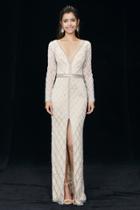 Angela And Alison - 981163 Long Sleeve Beaded Sheath Gown