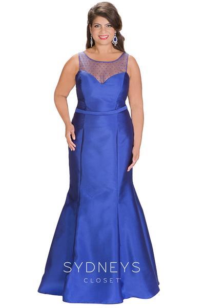 Sydney's Closet - Illusion Bateau Neckline Mikado Mermaid Dress Sc7222