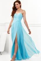 Faviana - Strapless High Slit Chiffon Long Evening Gown 6428e