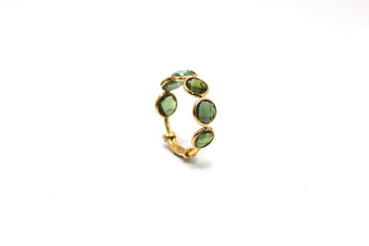 Tresor Collection - Green Tourmaline Gemstone Ring Band In 18k Yellow Gold