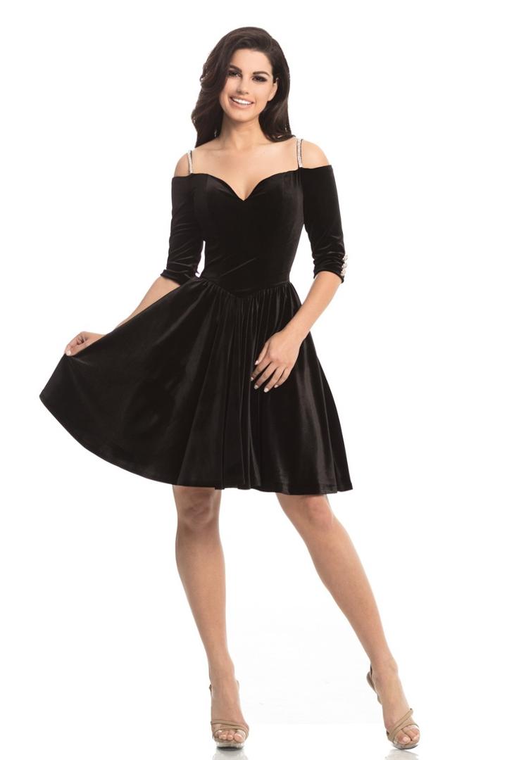 Johnathan Kayne - 8248 Embellished Stretch Velvet Aline Cocktail Dress