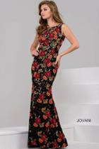 Jovani - Beautiful Evening Gown In Colorful Floral Embroidery 50144