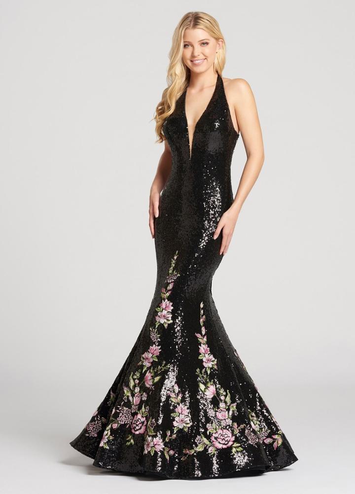 Ellie Wilde - Ew118133 Sequined Plunging Trumpet Gown