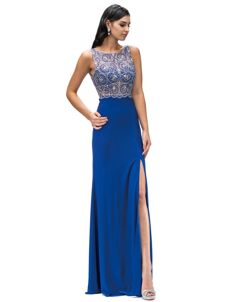 Open Back Sleeveless With Jewel Embellished Bodice Dress