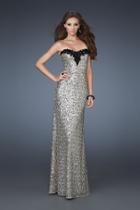 La Femme - 18374 Strapless Sequined Petal Sheath Gown