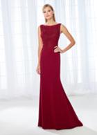 Cameron Blake - 118684 Shimmering Bateau Beaded Lace Jersey Gown