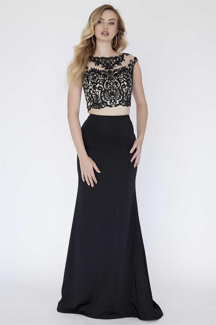 Jolene Collection - 18007 Two Piece Illusion Bateau Evening Dress