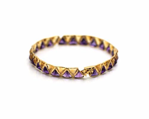 Tresor Collection - Amethyst & Citrine Triangle Bangle In 18k Yg