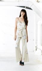 Again Collection - Quartz Silk Jumpsuit In White, Print