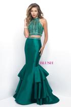Blush - Two Piece Jewel Beaded Halter Top Mermaid Gown 11208