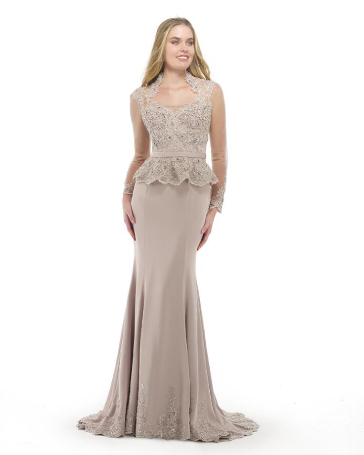 Morrell Maxie - 15875 Queen Anne Neckline Beaded Sheath Gown