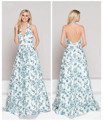 Colors Dress - 1837 Printed Halter A-line Dress