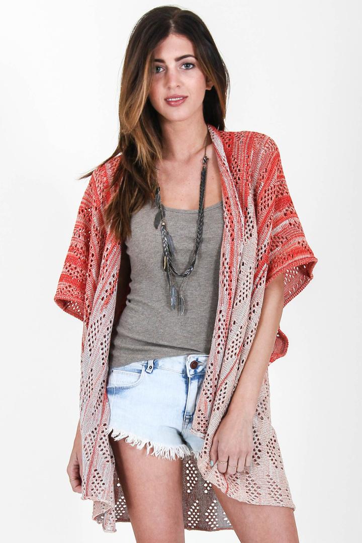 Goddis - Amelia Knit Kimono In Fire Mist