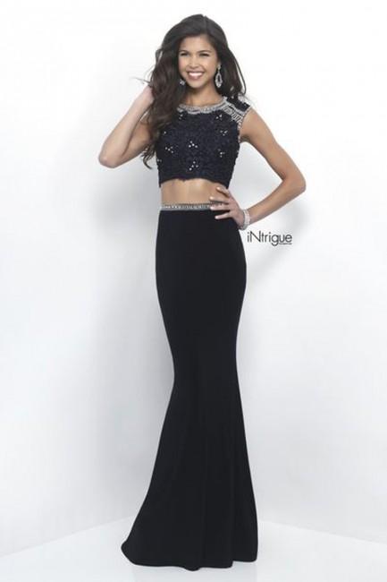 Intrigue - Lace Crop Top Two-piece Sheath Evening Dress 301