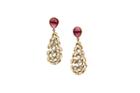 Tresor Collection - Rainbow Moonstone And Pink Tourmaline Spiral Drop Earrings In 18k Yellow Gold