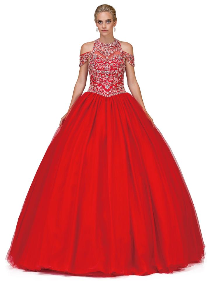 Dancing Queen - Bejeweled Illusion Halter Ballgown