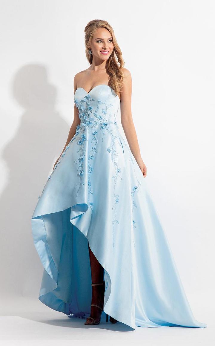Rachel Allan - 6142 Strapless Blossom Applique High Low Gown