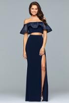 Faviana - S10070 Two Piece Off-shoulder Jersey Dress