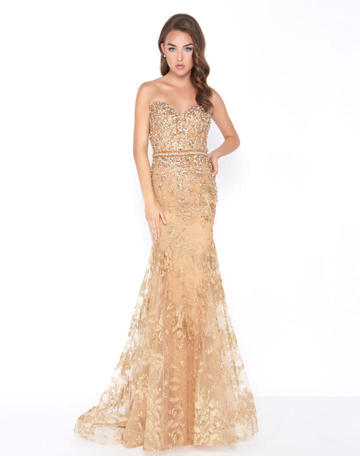 Mac Duggal - 66547m Strapless Shimmering Lace Gown