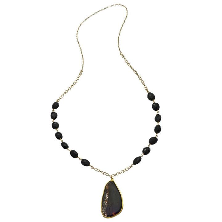 Heather Hawkins - Long Cabochon Necklace In Black Onyx