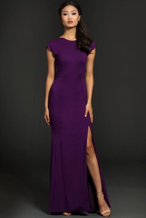 Jovani - Jvn98296 Cap Sleeve Sexy High Slit Jersey Gown