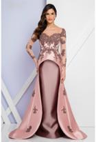 Terani Evening - 1721m4310 Sheered Long Sleeve Embellished Gown