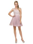 Dancing Queen - 2109 Embellished Illusion Jewel A-line Dress