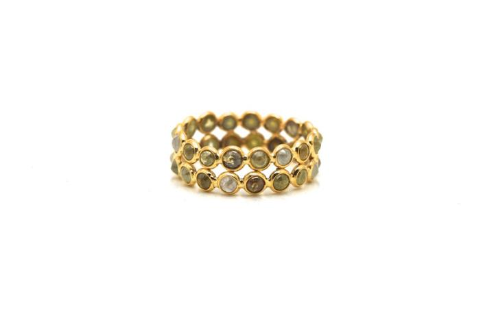 Tresor Collection - Rose Cut Organic Diamond Double Row Ring Band In 18k Yellow Gold