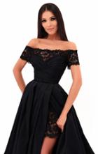 Tarik Ediz - 50271 Off Shoulder Lace Ballgown Overskirt Dress