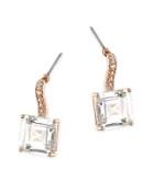 Cz By Kenneth Jay Lane - Rose Gold Plated Princess Cut Drop Pierced Earring