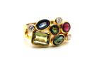 Tresor Collection - Multicolor Tourmaline, Tanzanite And Diamond Ring In 18k Yellow Gold