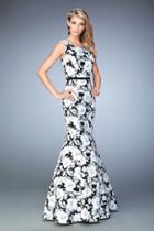 La Femme - 22494 Monochromatic Floral Print Evening Gown