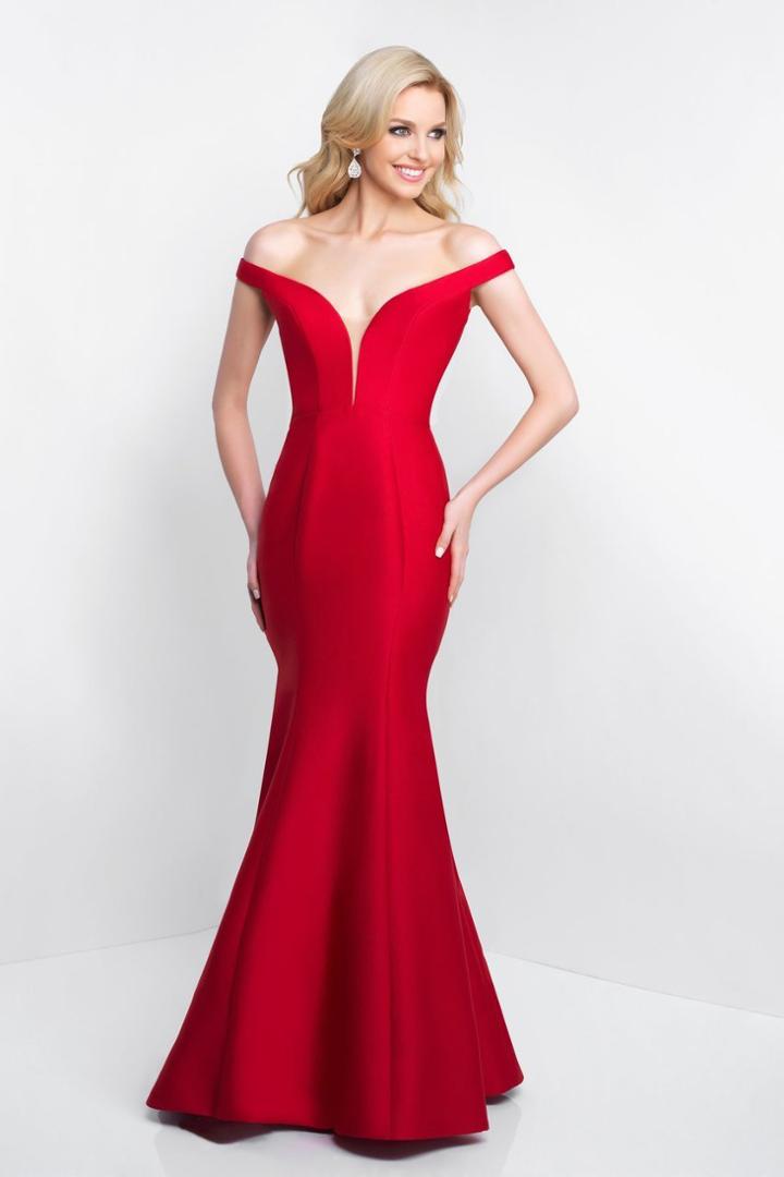 Blush - C1058 Plunging Off-shoulder Mermaid Dress With Bow Accents