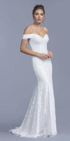 Aspeed - L1947 Lace Off-shoulder Sheath Wedding Dress