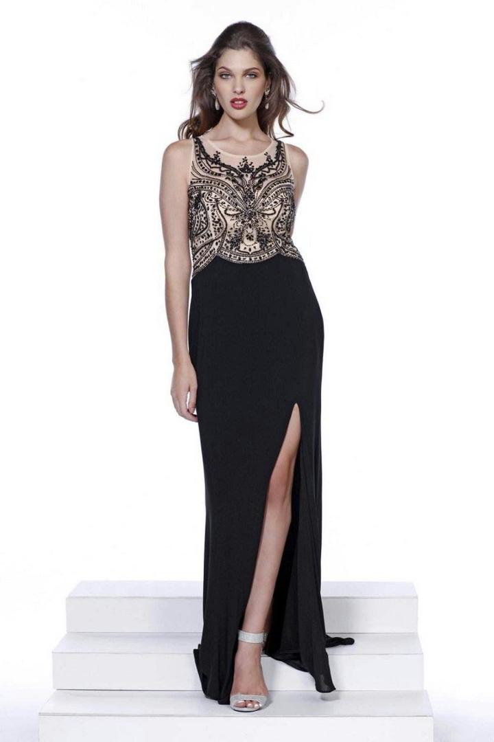 Nox Anabel - 8216 Sleeveless Beaded Long Gown With Slit