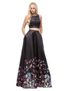 Dancing Queen - Two-piece Bateau Neckline Floral A-line Dress 9885