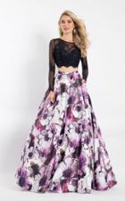 Rachel Allan - 6201 Long Sleeves Two-piece Floral Print Gown