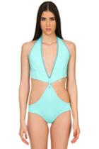 Caffe Swimwear - Sexy Cut Out Hand Woven One Piece In Mint