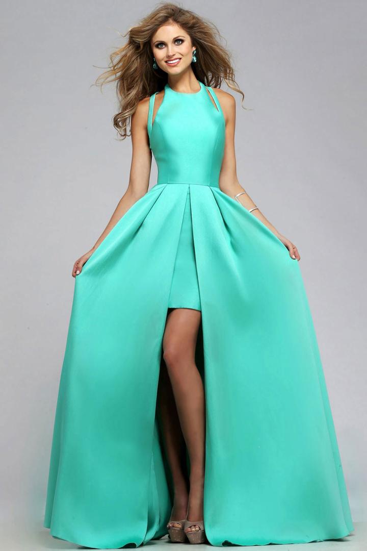 Faviana - 7752e High Low Jewel Neck A-line Dress