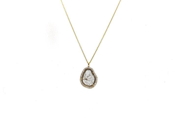 Tresor Collection - Organic Diamond Slice With Diamond Pave Pendant In 18k Yg 9976177873