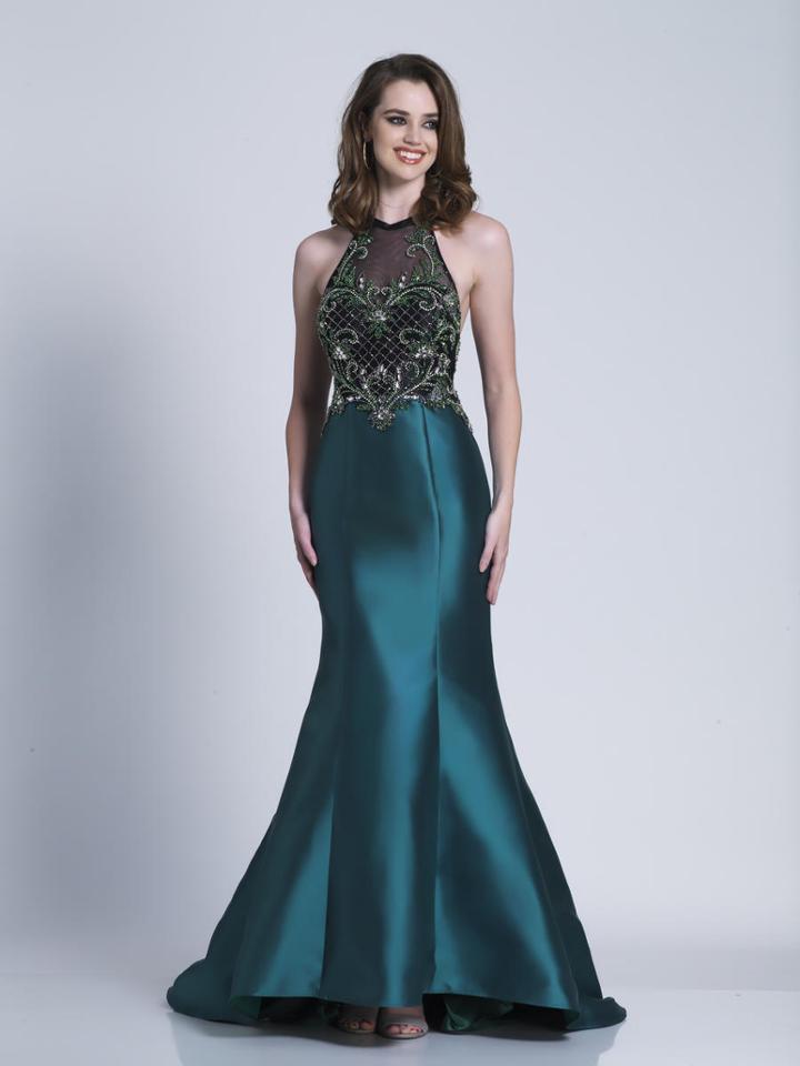 Dave & Johnny - 3454 Embellished Sheer Halter Mermaid Dress