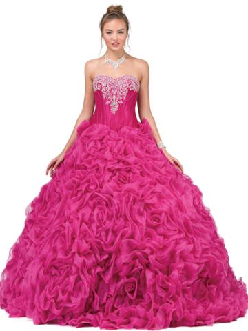 Dancing Queen - Strapless Embellished Sweetheart Ruffled Ballgown